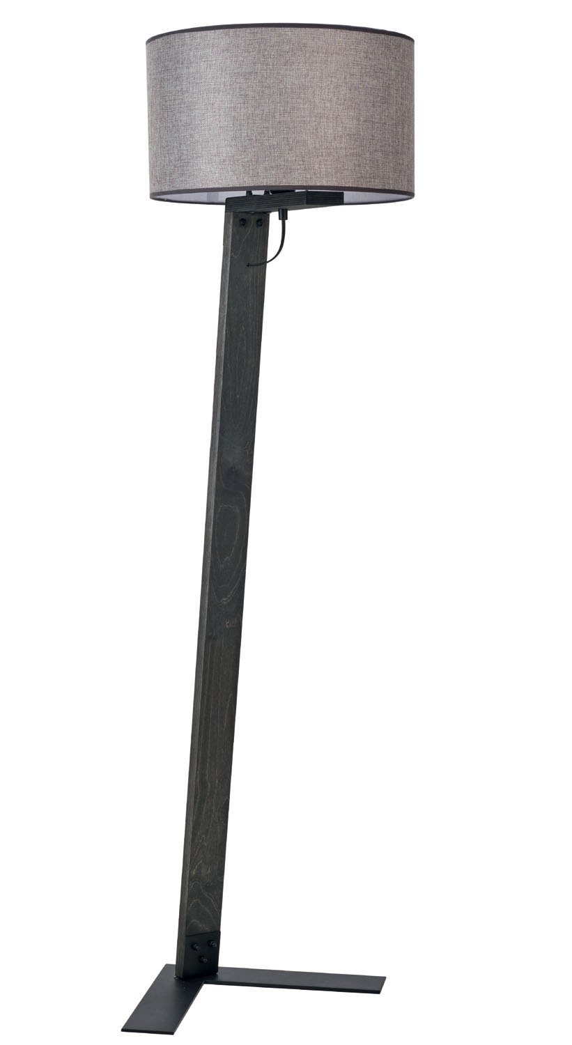 Φωτιστικό δαπέδου ξύλο/αμπαζούρ γκρι Ε27