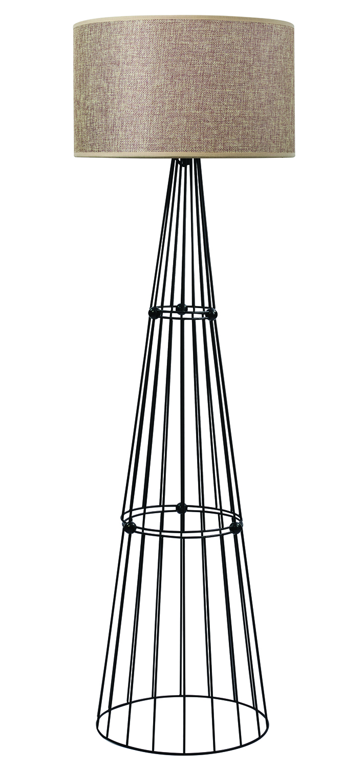 Φωτιστικό δαπέδου μέταλλο μαύρο αμπαζούρ μόκα  Ε27