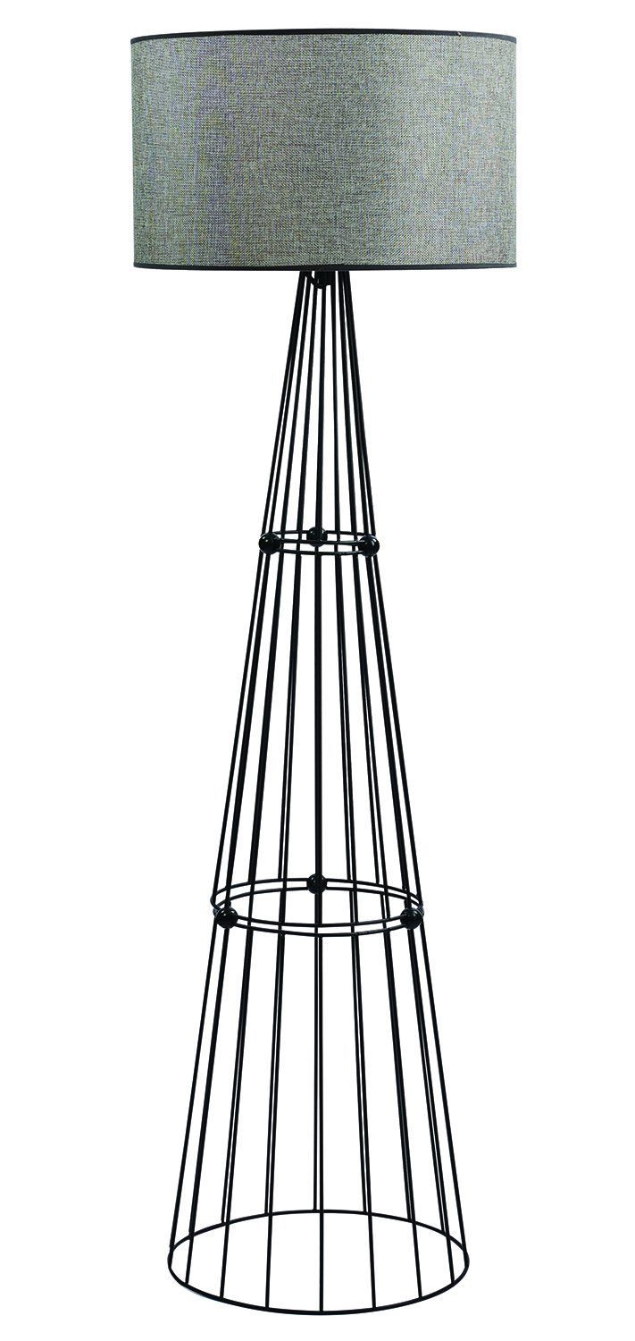 Φωτιστικό δαπέδου μέταλλο μαύρο αμπαζούρ γκρι  Ε27