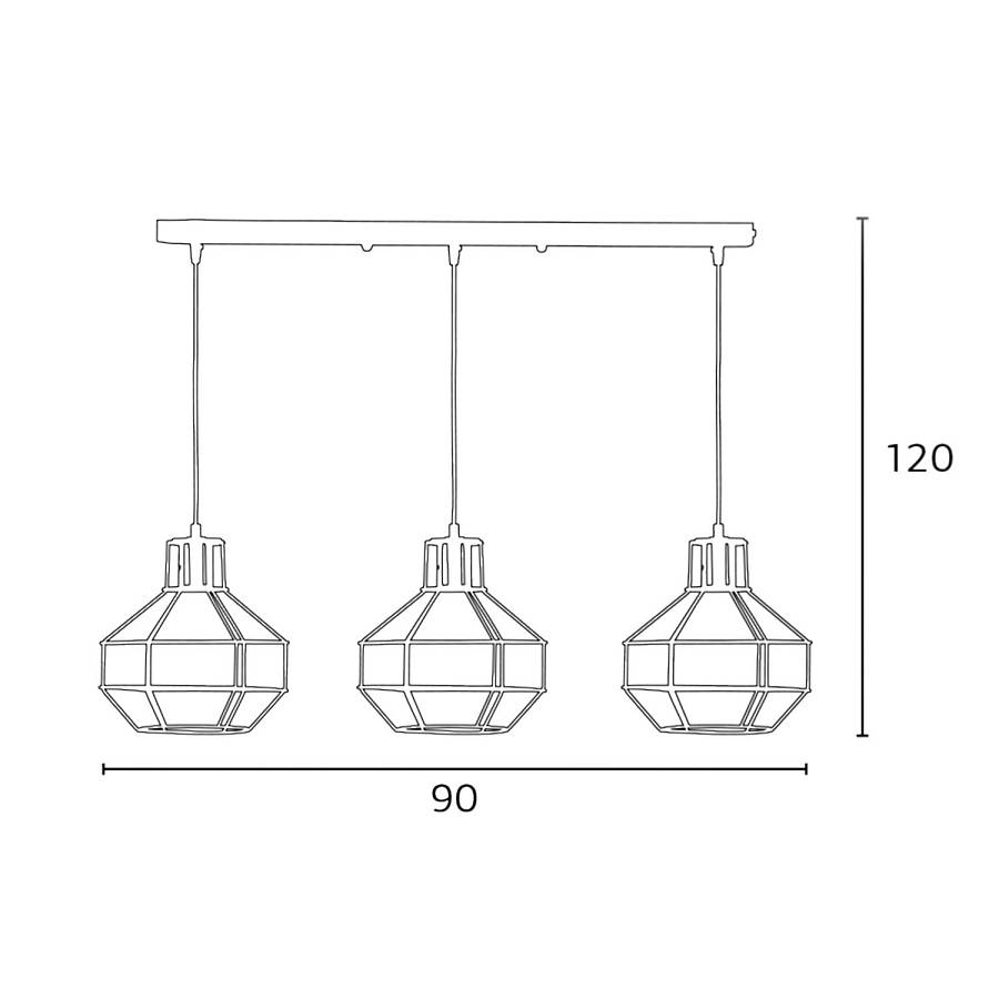 Φωτιστικό Πολύφωτο 3φ Μέταλλο μαύρο Ε27