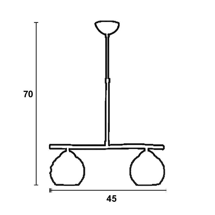 Φωτιστικό Πολύφωτο 2φ Μέταλλο χρώμιο/Γυαλί Ε27