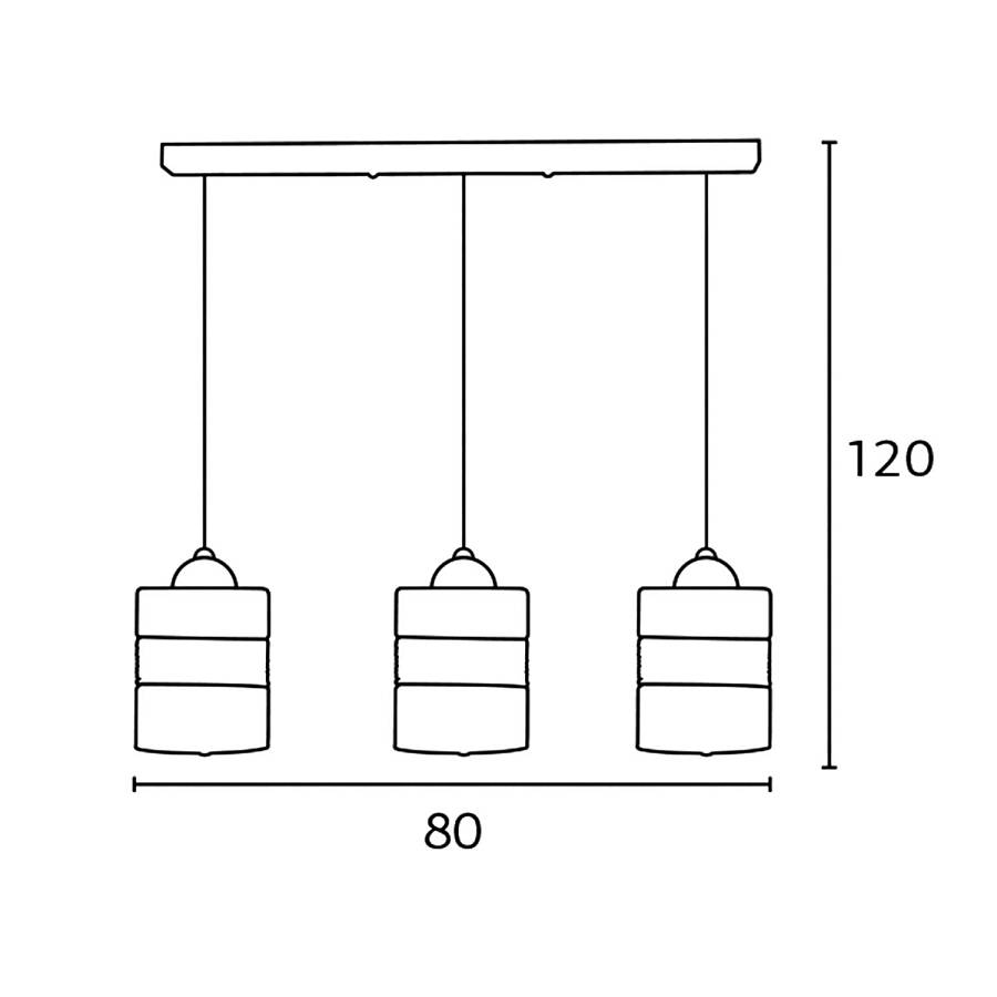 Φωτιστικό Πολύφωτο 3φ Μέταλλο μαύρο/Γυαλί Ε27