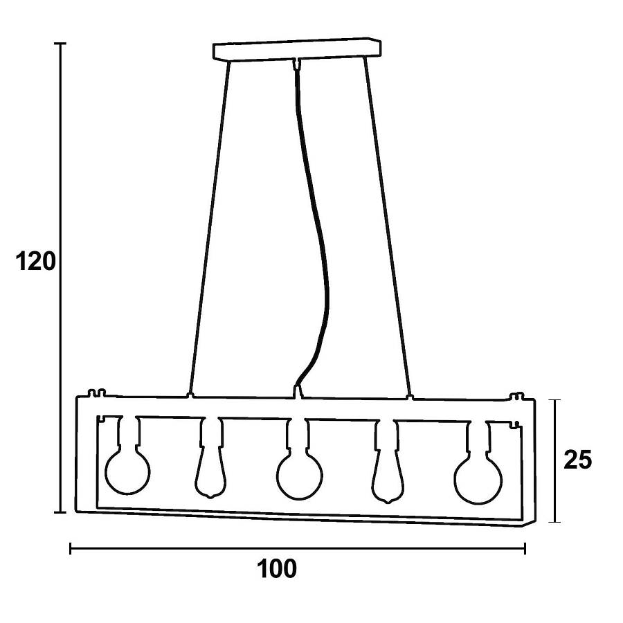Φωτιστικό Πολύφωτο 5φ Ξύλο/Μέταλλο μαύρο Ε27