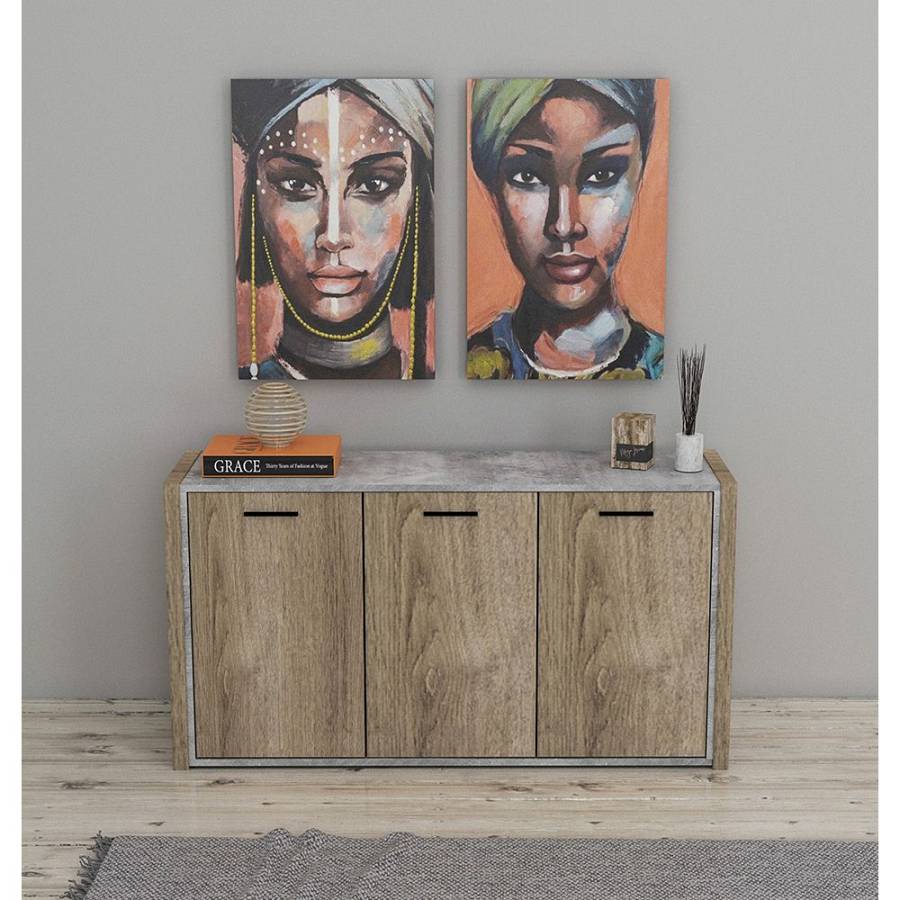 KENYA ΠΙΝΑΚΑΣ ΚΑΜΒΑΣ ΠΟΛΥΧΡΩΜΟ ΞΥΛΟ 60x90xH3cm