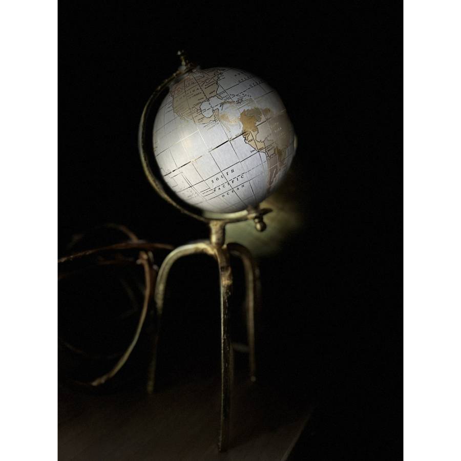 GLOBUS ΥΔΡΟΓΕΙΟΣ ΑΛΟΥΜΙΝΙΟ ΠΛΑΣΤΙΚΟ ΧΡΥΣΟ ΛΕΥΚΟ D15xH41cm