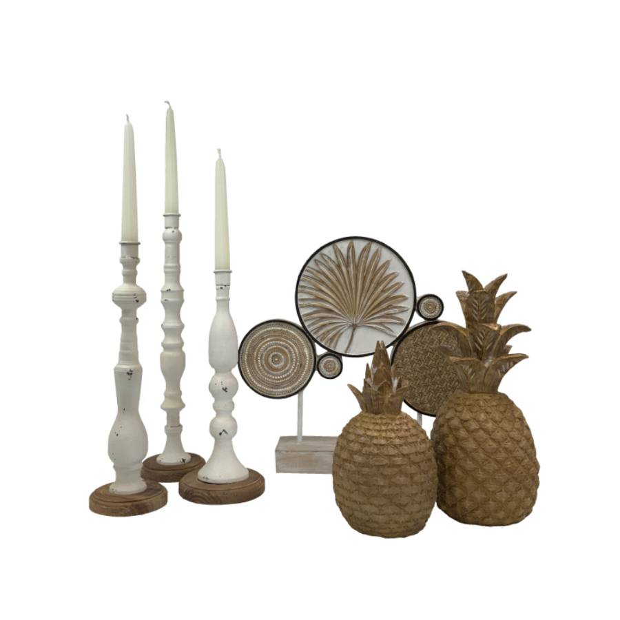 GINKO 5 DECO ΑΝΑΝΑΣ POLYRESIN ΦΥΣΙΚΟ D15xH33,5cm