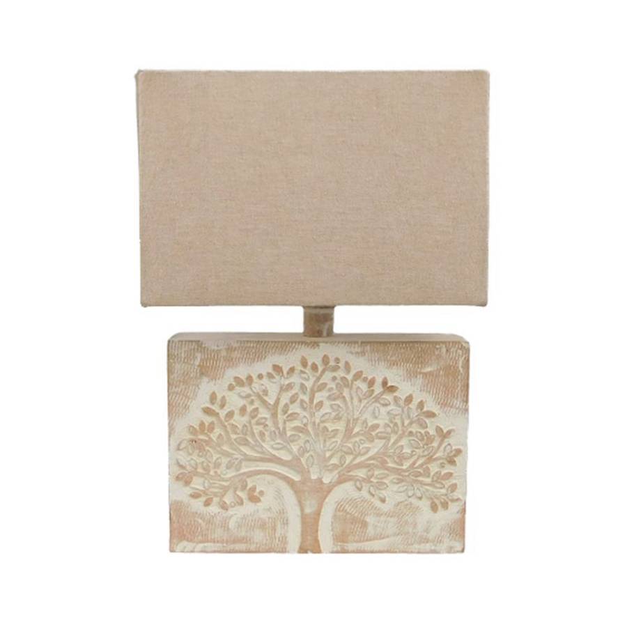 OLIVA WHITE/DIANA ΦΩΤΙΣΤΙΚΟ ΕΠΙΤΡΑΠΕΖΙΟ ΞΥΛΟ ΥΦΑΣΜΑ ΛΕΥΚΟ ΜΠΕΖ 30x20xH45cm