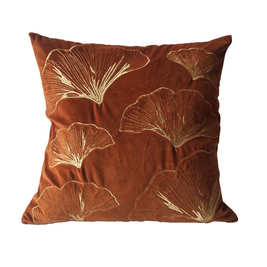 VENTALIA ΔΙΑΚΟΣΜΗΤΙΚΟ ΜΑΞΙΛΑΡΙ ΒΕΛΟΥΔΟ TERRACOTTA ΧΡΥΣΟ 45x45cm