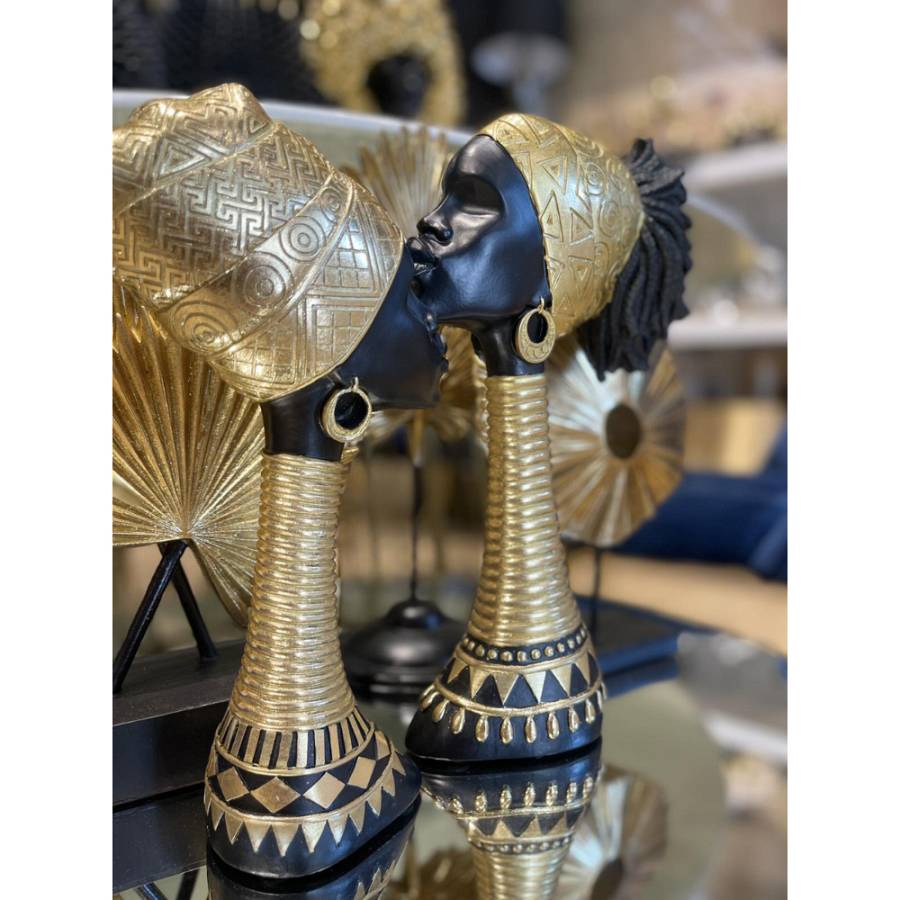 ABENI 2 DECO ΦΙΓΟΥΡΑ POLYRESIN ΜΑΥΡΟ ΧΡΥΣΟ 19,3x7,3xH32,9cm