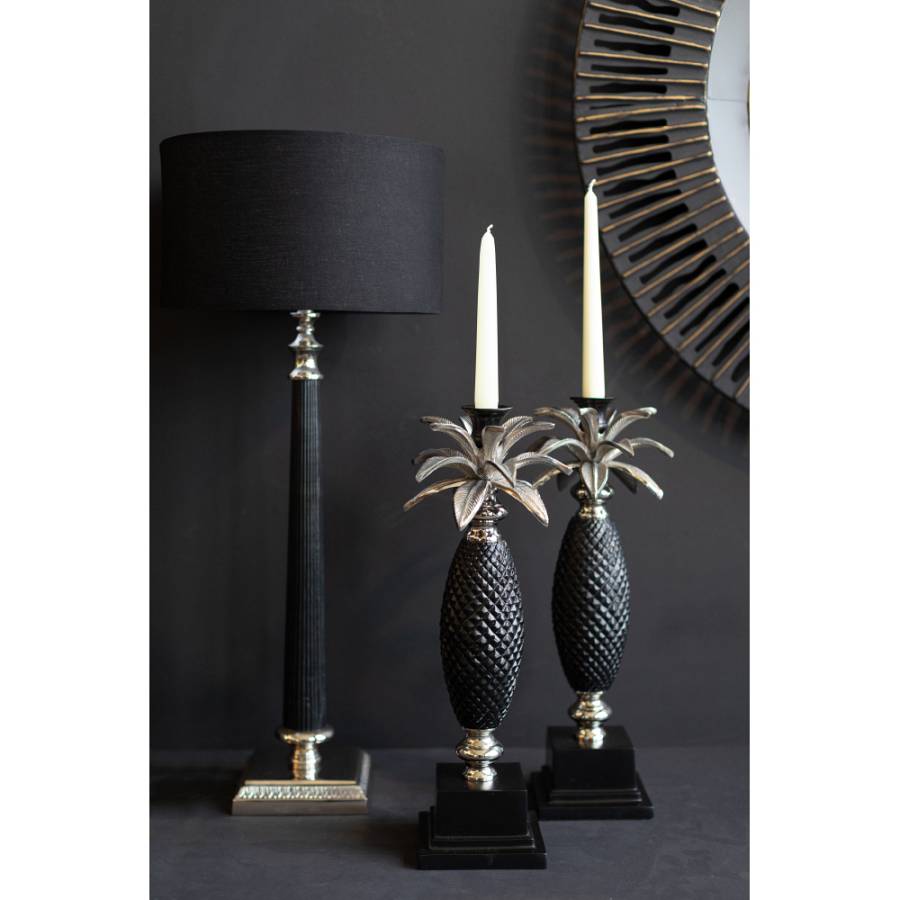 ANANAS ΚΗΡΟΠΗΓΙΟ ΜΕΤΑΛΛΟ ΑΣΗΜΙ ΜΑΥΡΟ D13xH44cm