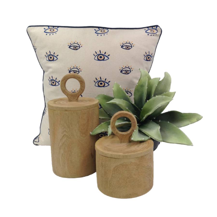 EYES ΔΙΑΚΟΣΜΗΤΙΚΟ ΜΑΞΙΛΑΡΙ ΒΑΜΒΑΚΙ ΛΕΥΚΟ ΜΠΛΕ 45x45cm