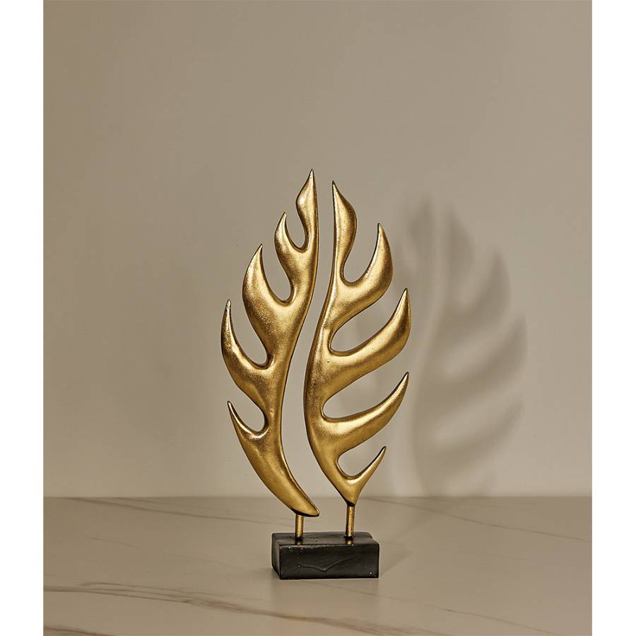 LEAF 3 DECO ΦΥΛΛΟ POLYRESIN ΧΡΥΣΟ ΜΑΥΡΟ 19,9x5,9xH41,4cm