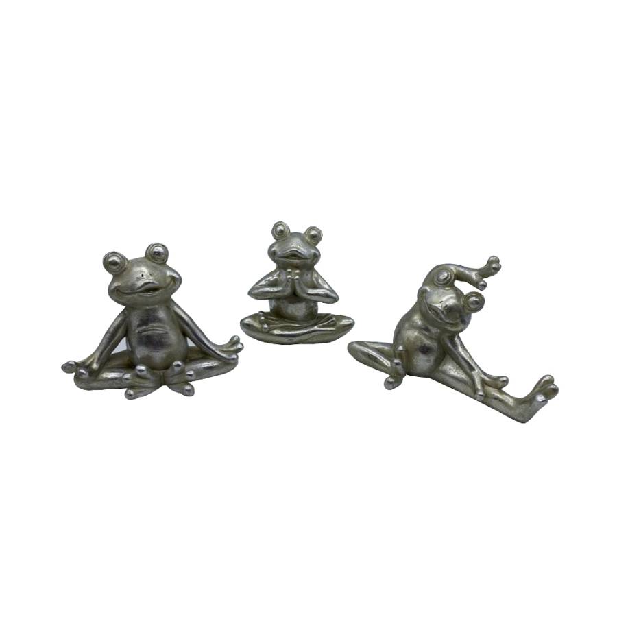 FROGGIES 2 DECO ΒΑΤΡΑΧΟΣ SET 3ΤΜΧ POLYRESIN ΑΣΗΜΙ 13,3-10,8-16,3x7,8-7-7,5xH10,5-11-10,8cm