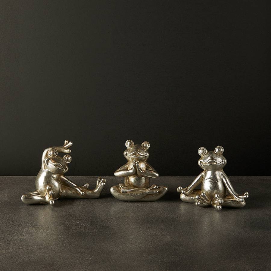 FROGGIES 2 DECO ΒΑΤΡΑΧΟΣ SET 3ΤΜΧ POLYRESIN ΑΣΗΜΙ 13,3-10,8-16,3x7,8-7-7,5xH10,5-11-10,8cm