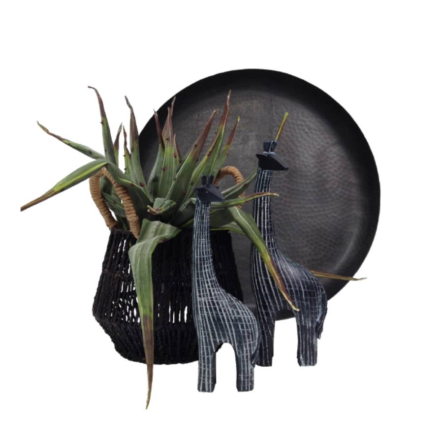 KAMILO 2 DECO ΚΑΜΗΛΟΠΑΡΔΑΛΗ POLYRESIN ΜΑΥΡΟ ΛΕΥΚΟ 9x5xH31cm