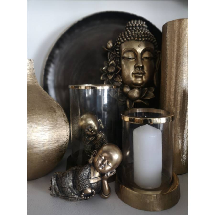 LOTUS BUDDHA DECO ΒΟΥΔΑΣ POLYRESIN ΧΡΥΣΟ ΜΑΥΡΟ 18,6x9xH35cm