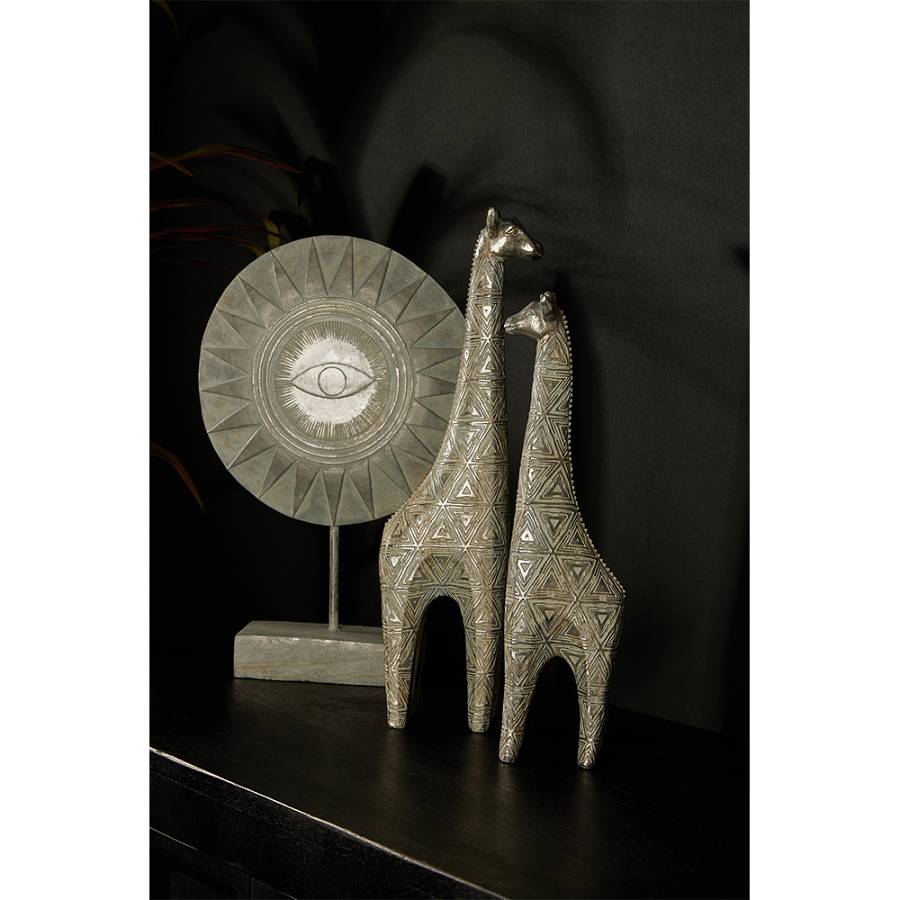 TOGO DECO ΚΑΜΗΛΟΠΑΡΔΑΛΗ POLYRESIN ΑΣΗΜΙ ΛΕΥΚΟ ΑΝΤΙΚΕ 9x6xH34,5cm