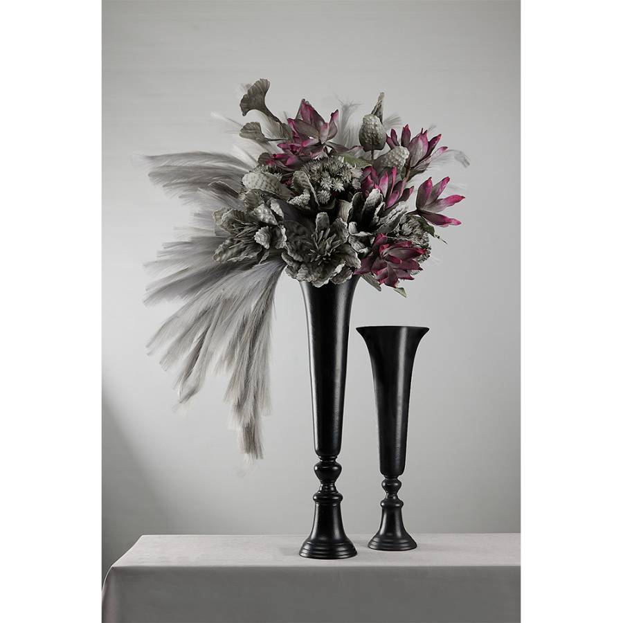 FLORES ΒΑΖΟ ΑΛΟΥΜΙΝΙΟ ΜΑΥΡΟ D19xH55cm