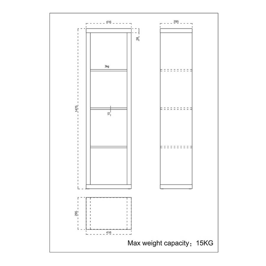 KIVOS 41,6 ΒΙΒΛΙΟΘΗΚΗ ΜΑΥΡΟ 41,6x29,5xH147,5cm