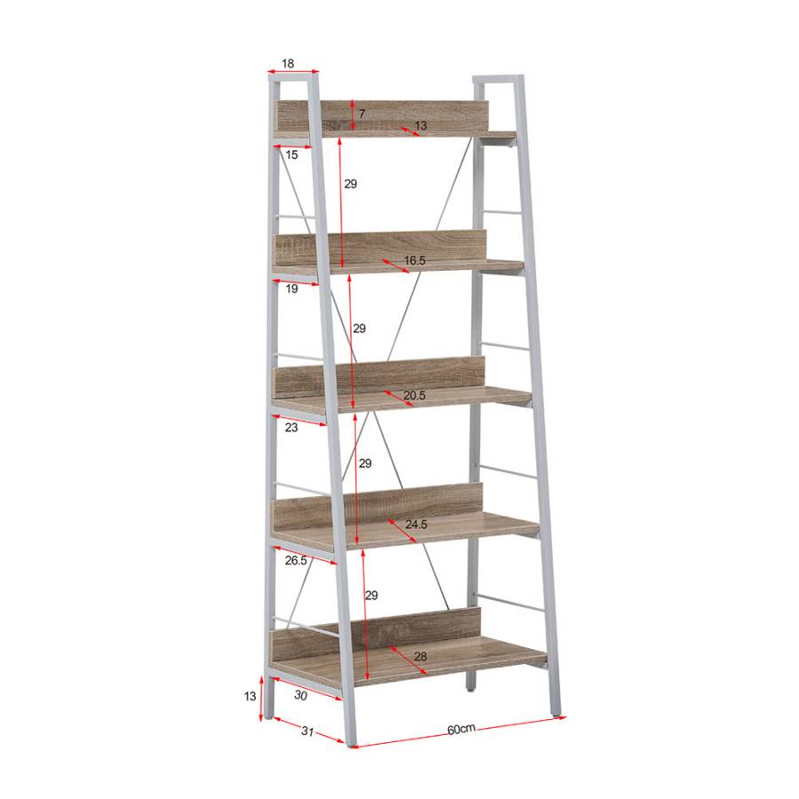 ONE STEP UP ΒΙΒΛΙΟΘΗΚΗ 5ΡΑΦΙΑ SONOMA ΛΕΥΚΟ 60x35xH149cm