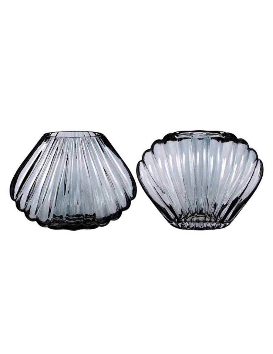 Βάζο γυαλ.κοχύλι 2σχ. 24,5Χ10,5Χ18,5