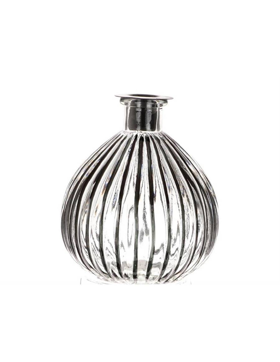 Βάζο / κηροιπήγιο γυαλ.διαφ.με μαύρη ρίγα 15Χ13