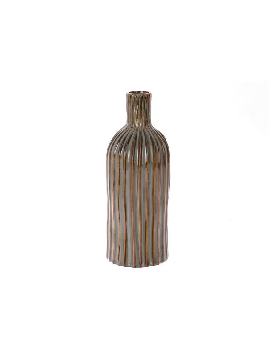 Βάζο μπουκάλι κεραμ.HERA καφέ 10,5Χ28