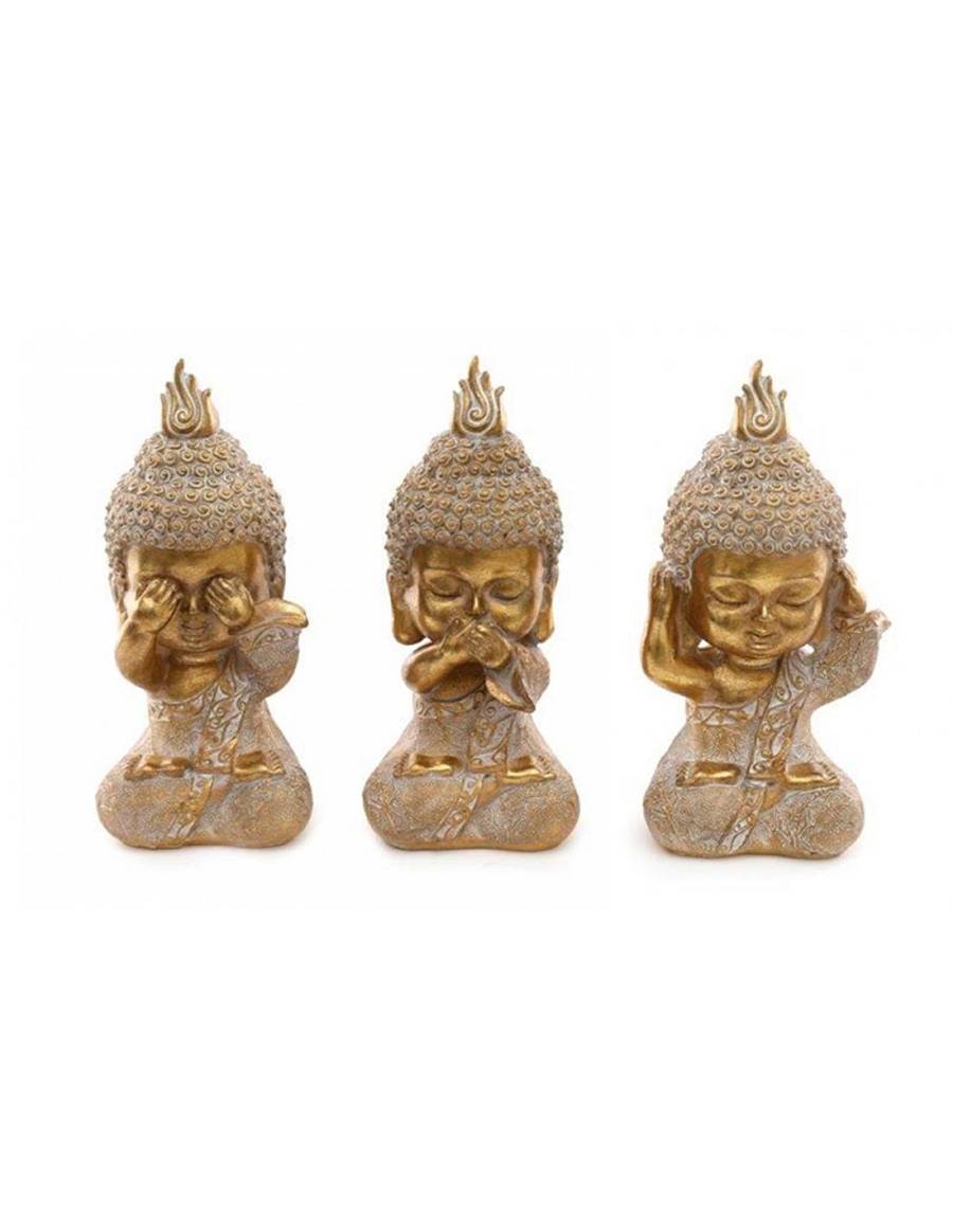 Βούδας κεραμ.χρυσός 19εκ. σ/3 see/hear/say