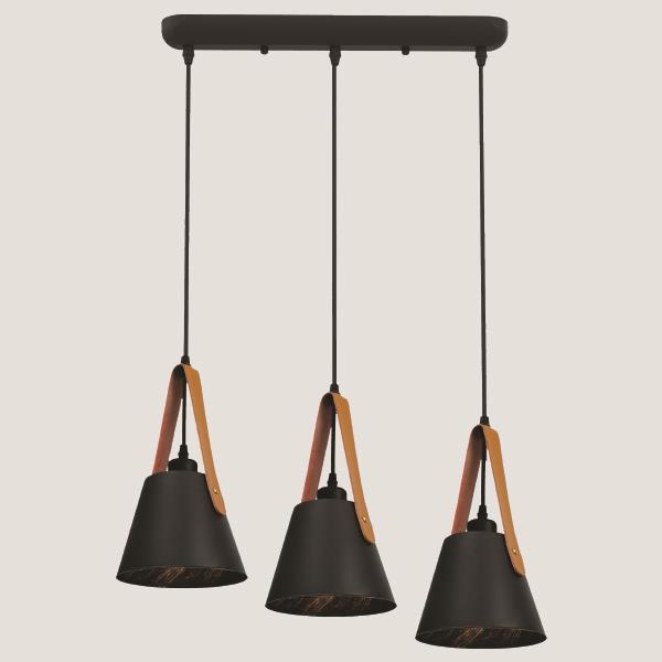 ΦΩΤΙΣΤΙΚΟ ΚΡΕΜΑΣΤΟ ΤΡΙΦΩΤΟ Ε27  ΜΑΥΡΟ