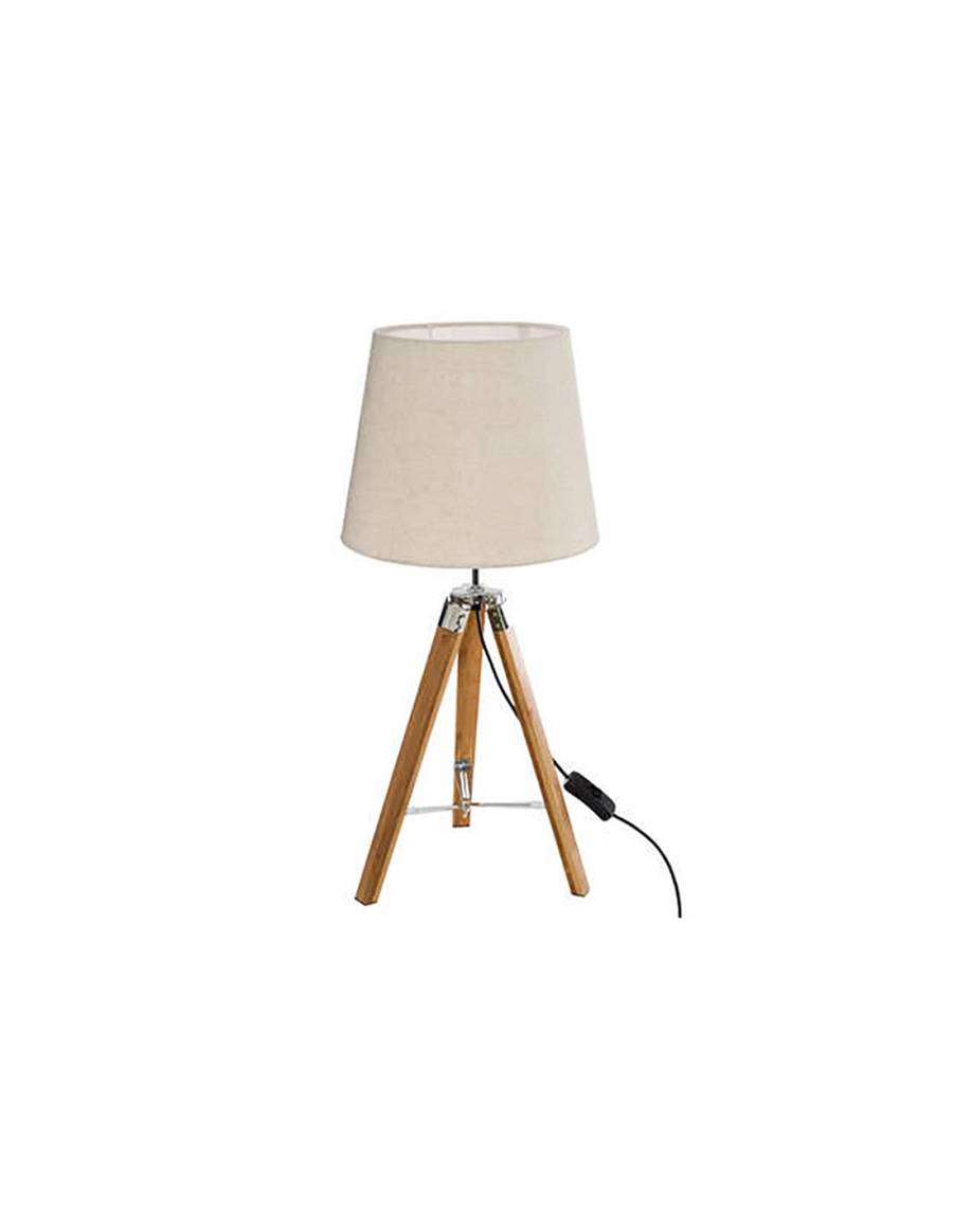 Φωτιστικό με καπέλο εκρού σε τρίποδο bamboo 58εκ.