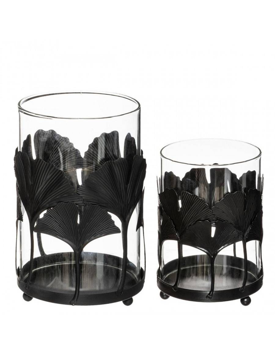 Κηροπήγιο φύλλο  μαύρο σετ 2 (9,5Χ13+11Χ17)