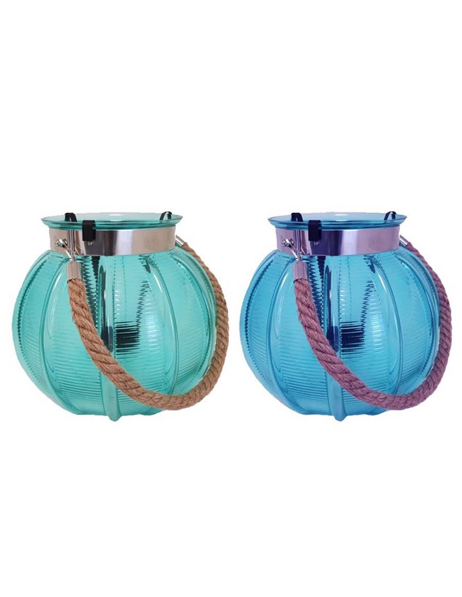 Κηροπήγιο γυαλ.μπουλ με σχοινί 2χρ.30εκ