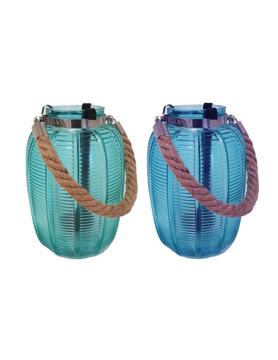 Κηροπήγιο γυαλ.μπουλ με σχοινί 2χρ.9Χ25