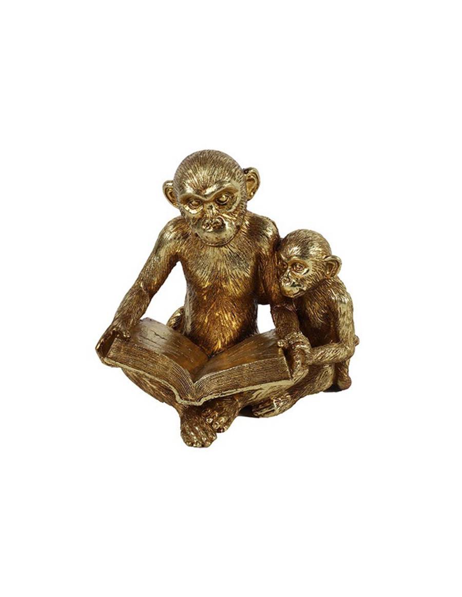 Μαιμούδες με βιβλιο κεραμ.χρυσό 20εκ.
