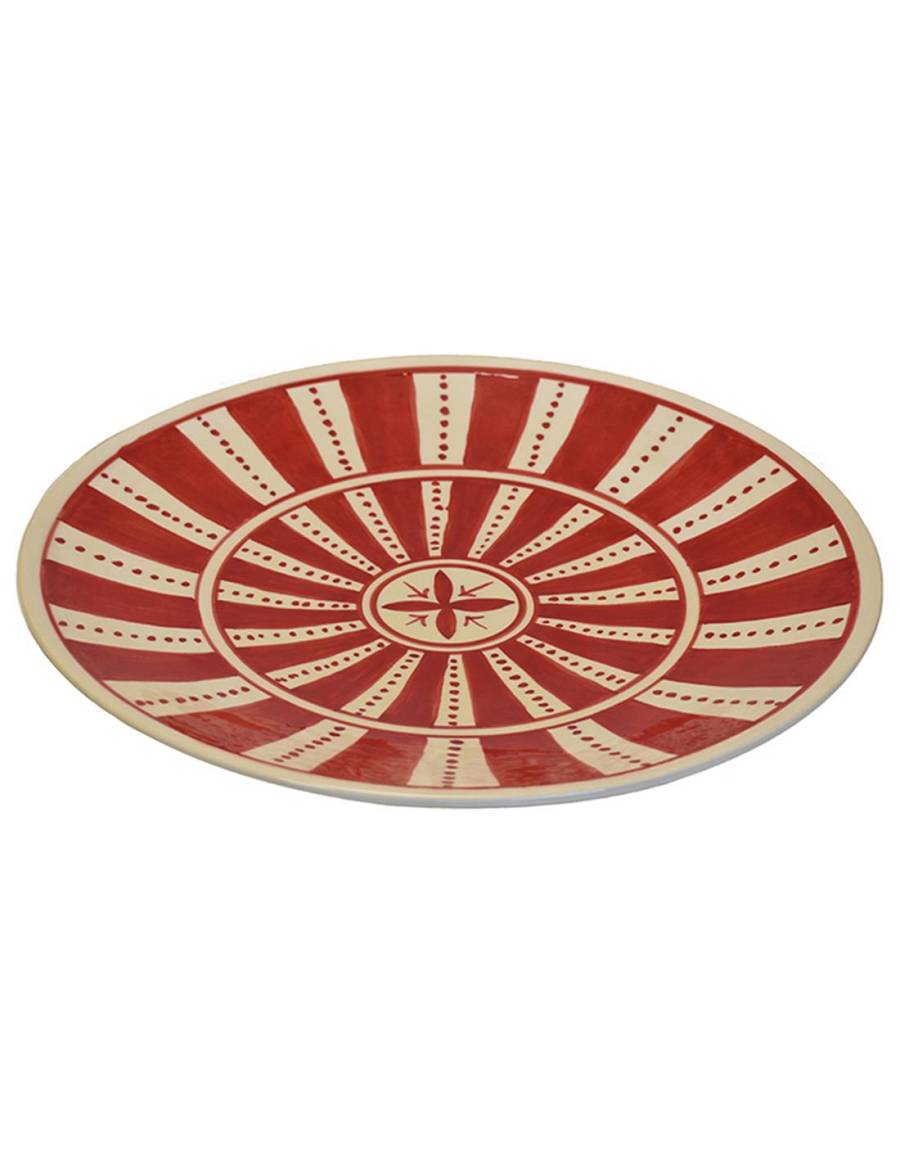 Πιάτο διακοσμ.κεραμ.χειροποίητο 40εκ. Red line