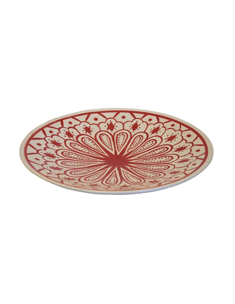 Πιάτο διακοσμ.κεραμ.χειροποίητο βαθύ 30εκ. Red palmet