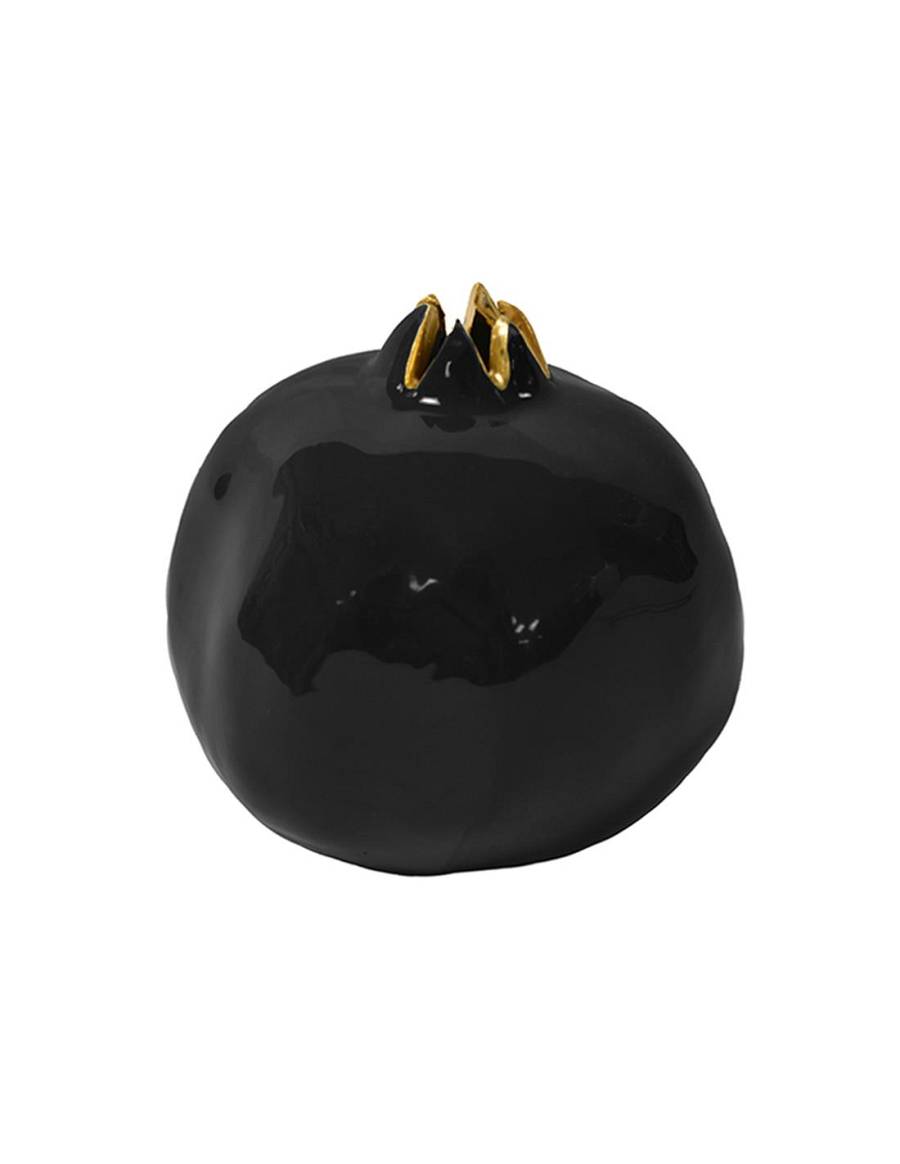 Ρόδι κεραμ.χειροποιήτο μαύρο/χρυσό 12Χ12