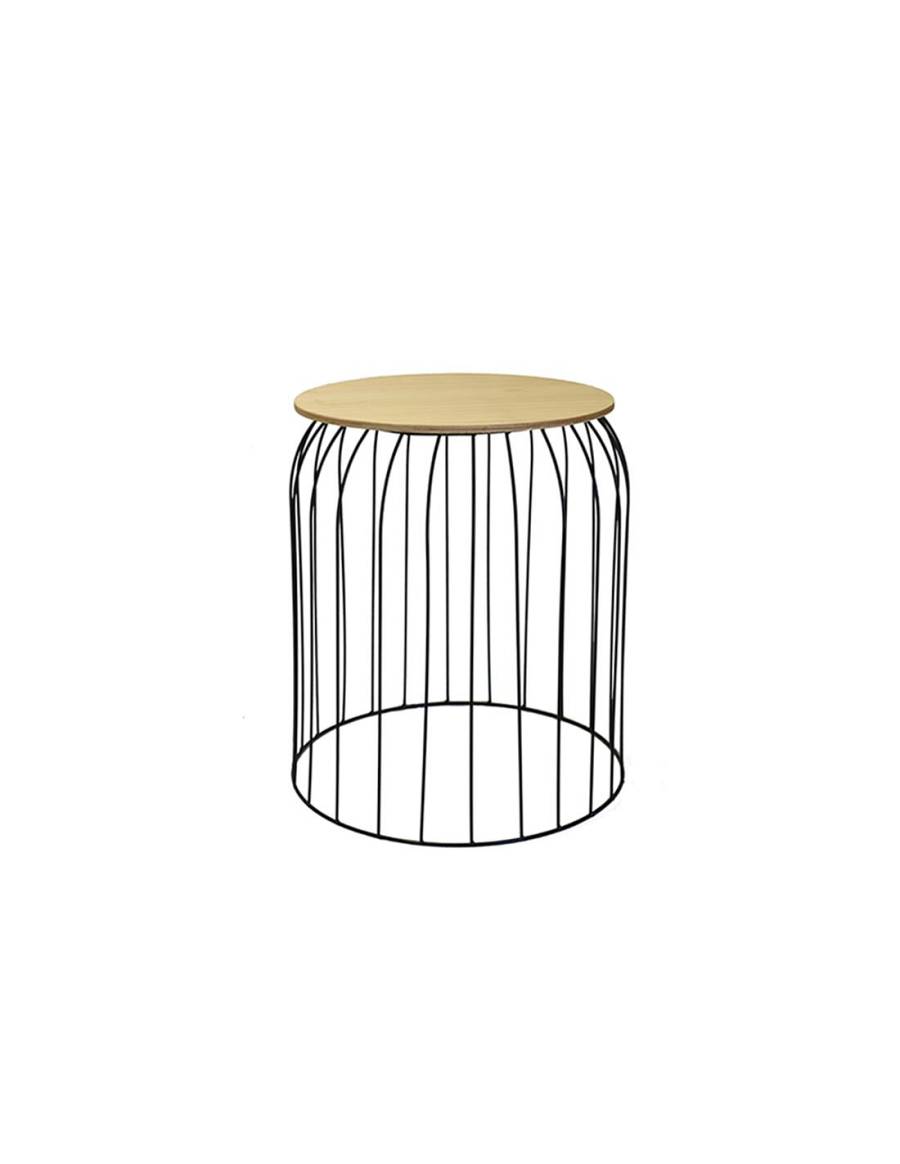 Τραπέζι βοηθ.μεταλ.μαύρο με φυσικό καπάκι 30Χ34