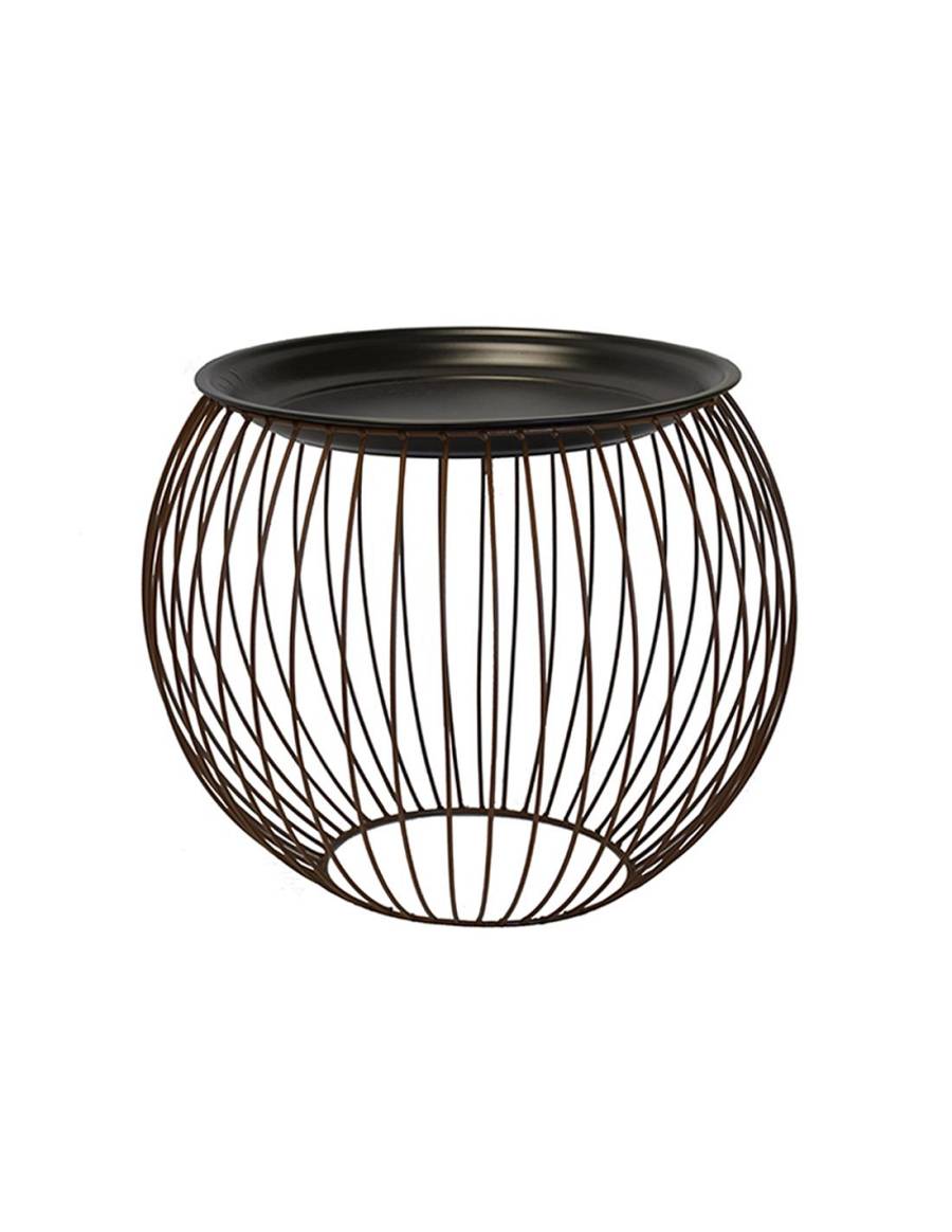 Τραπέζι βοηθ.μπουλ μεταλ.μπρονζέ με μαύρο καπάκι 40X33