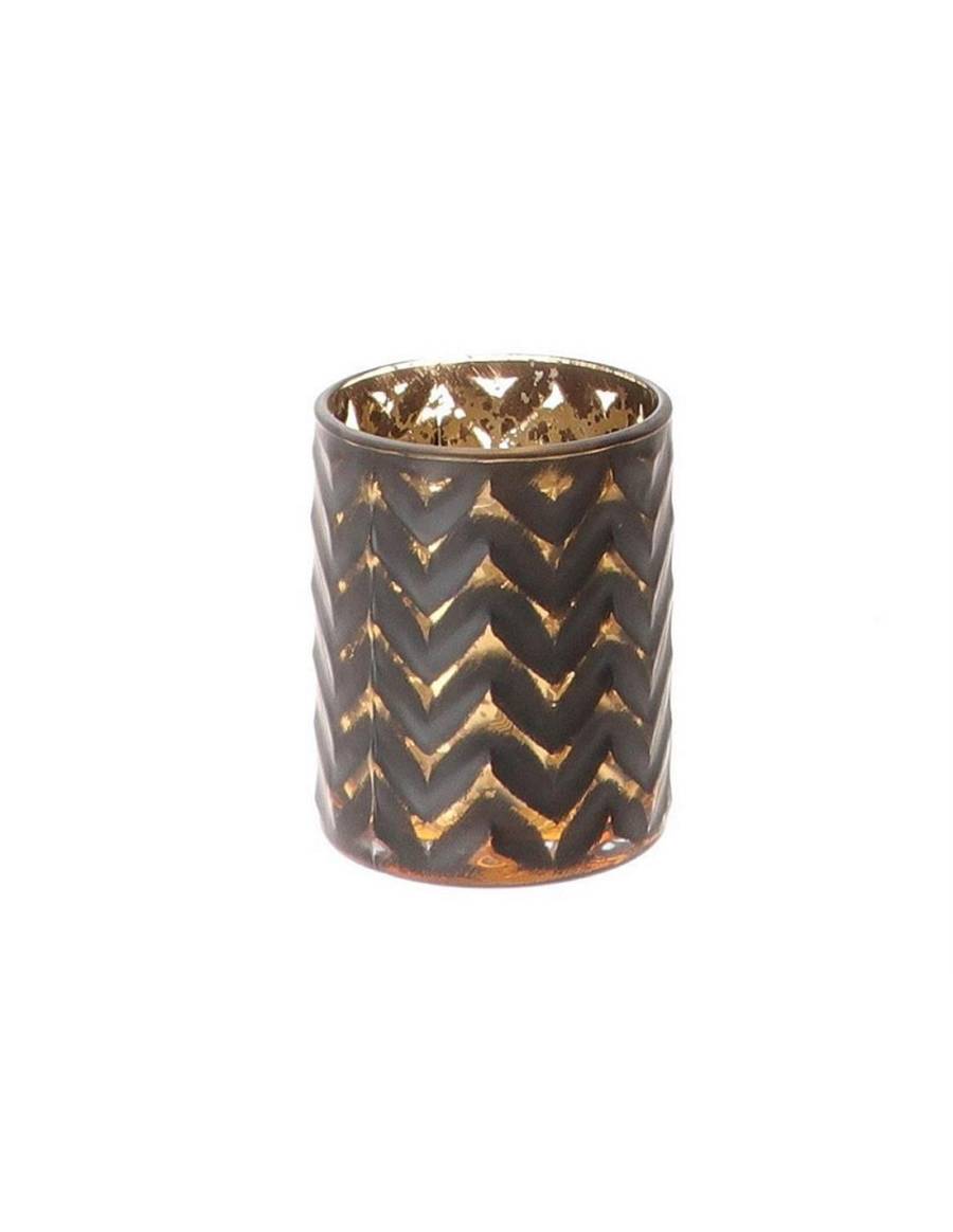 Κηροπήγιο γυαλ.wave μαύρο/χρυσό 10Χ12,5