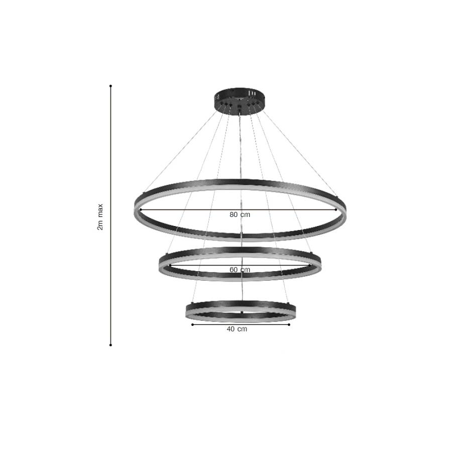 Κρεμαστό φωτιστικό LED 100W 3CCT (by switch on base)   6095-A-Silver