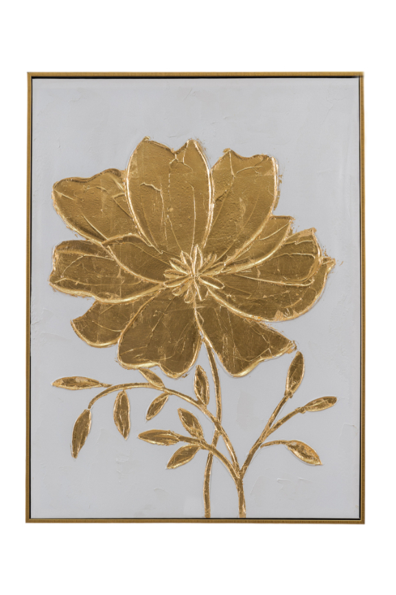 ΠΙΝΑΚΑΣ ΖΩΓΡΑΦΙΚΗΣΕ ΣΕ ΚΑΜΒΑ ΜΕ ΚΟΡΝΙΖΑ ΧΡΥΣΟ ΛΟΥΛΟΥΔΙ ΑΣΠΡΟ ΦΟΝΤΟ.62Χ82Χ4,5ΕΚ