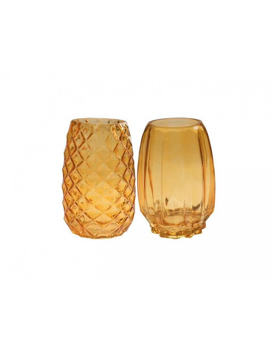 Βάζο γυαλ.μελί 2σχ.  Φ14 Η19cm