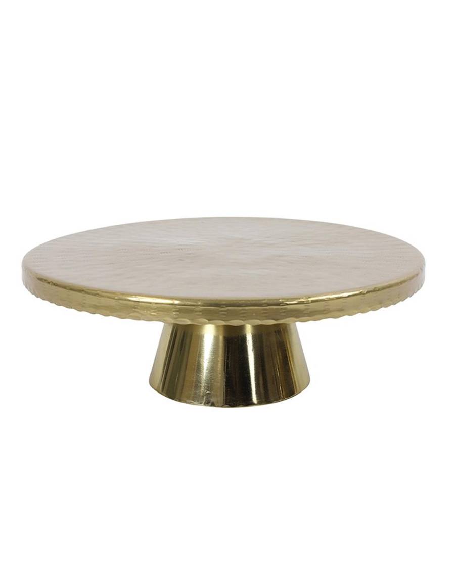 Δίσκος σερβ.μεταλ. χρυσό με πόδι 31Χ31H10,5CM