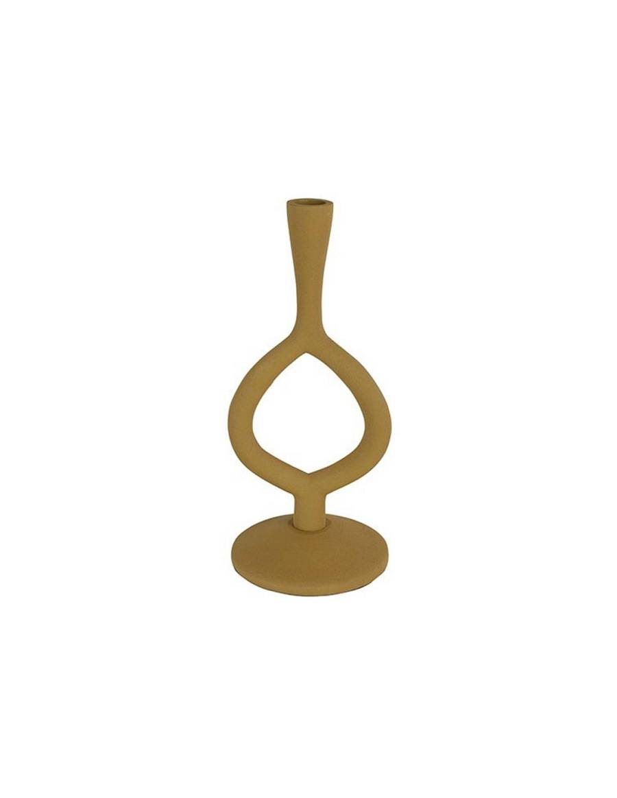 Κηροπήγιο μεταλ.μονόκερο ώχρα Φ12Η27cm