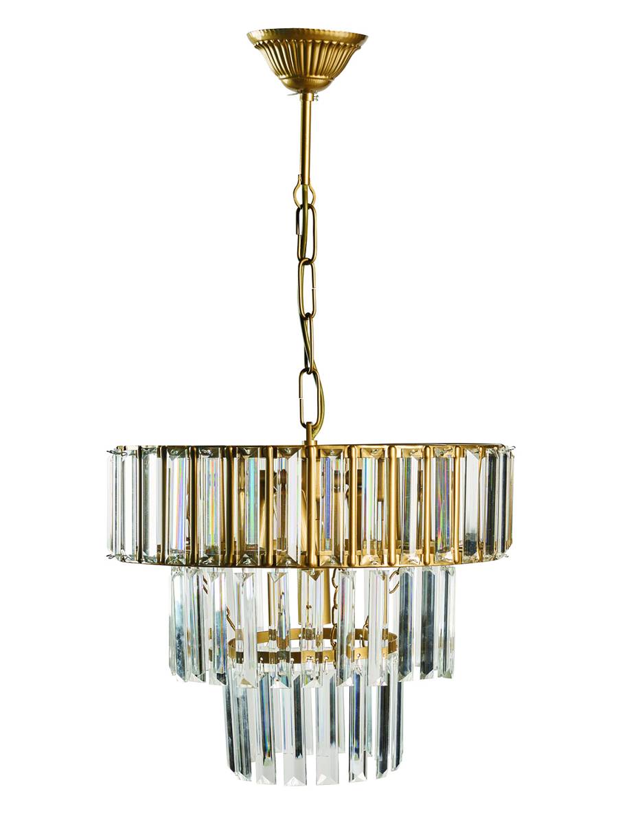 Φωτιστικό Πολύφωτο 5φ μέταλλο χρυσό κρύσταλλα Ε14