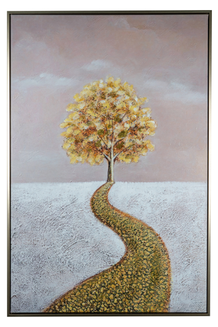 ΠΙΝΑΚΑΣ ΖΩΓΡΑΦΙΚΗΣ ΜΕ ΚΟΡΝΙΖΑ ΔΕΝΤΡΟ ΧΡΥΣΟ ΔΡΟΜΟΣ.60Χ90Χ3ΕΚ