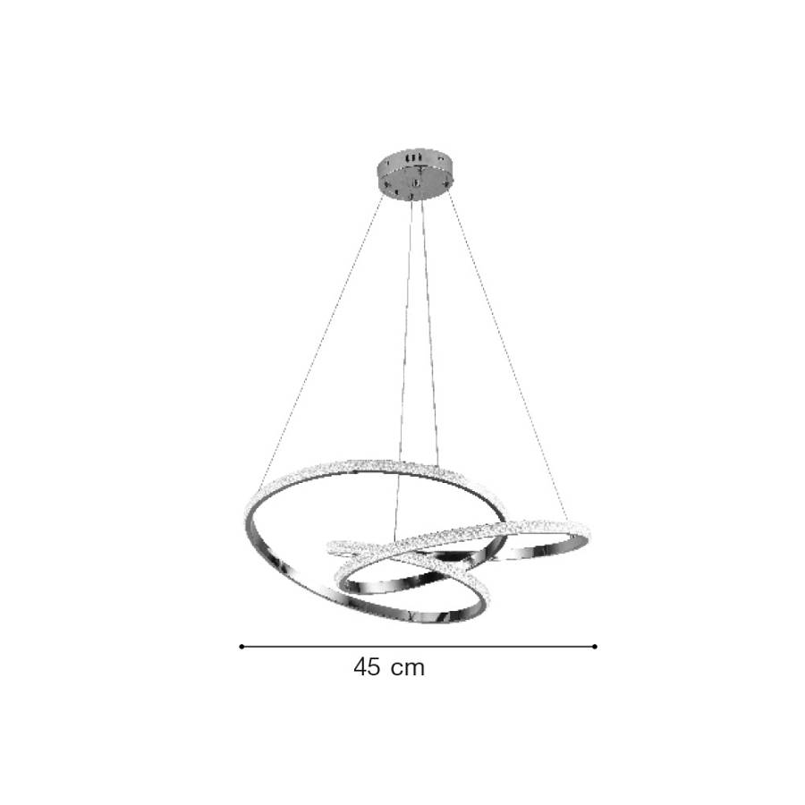 Inlight Κρεμαστό φωτιστικό LED 40W 3CCT (by switch on base) σε χρώμιο D:45cm (6092-B-Chrome)