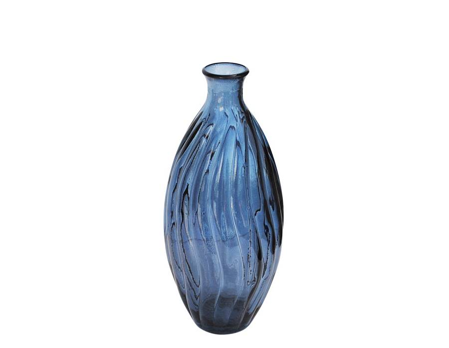 Βάζο γυάλ.recycled μπλε Η31cm