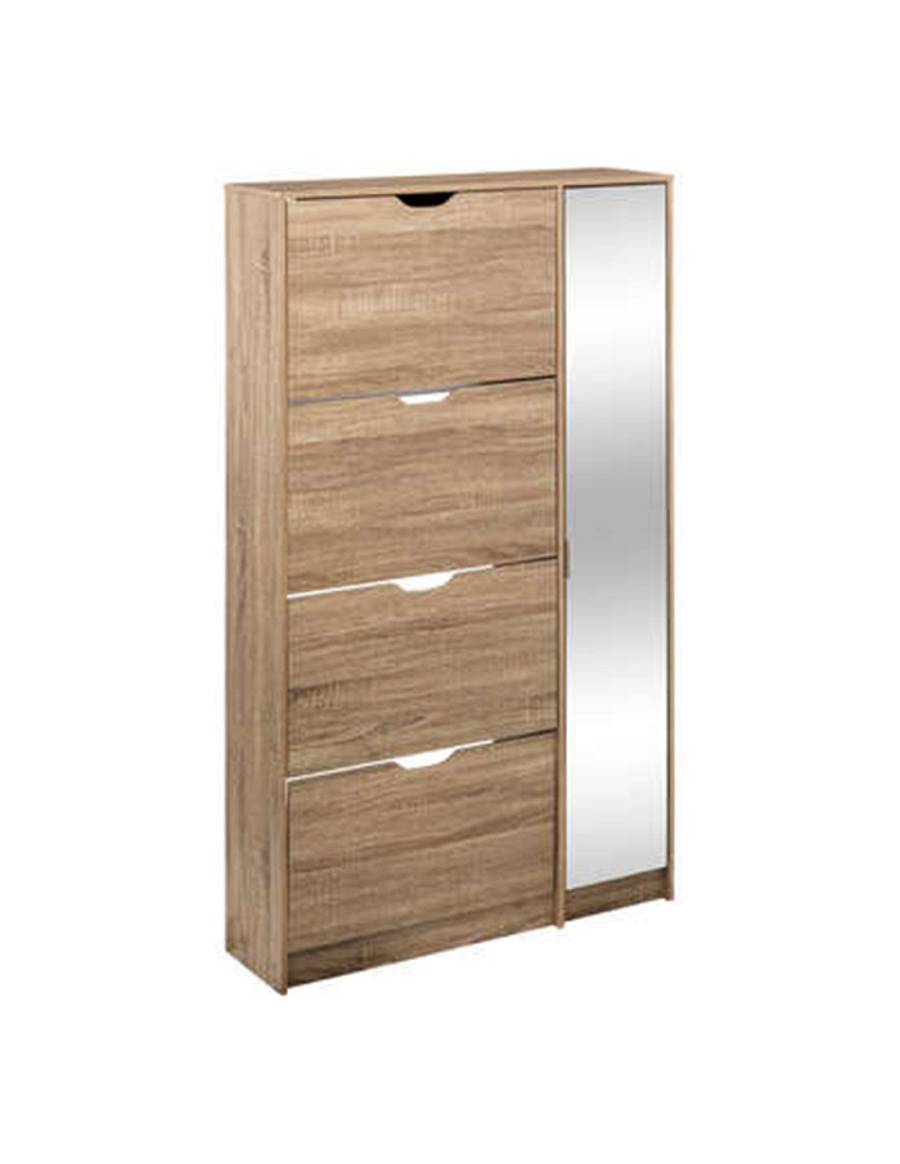 Παπουτσοθήκη ξυλ. με καθρέφτη & 4ράφια φυσικό χρώμα 85x23,3x155,4cm